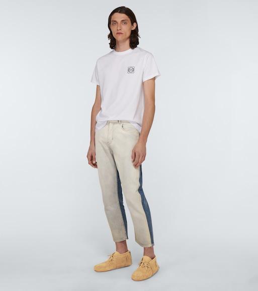 LOEWE Slim-fit Logo-embroidered Cotton-jersey T-shirt In White