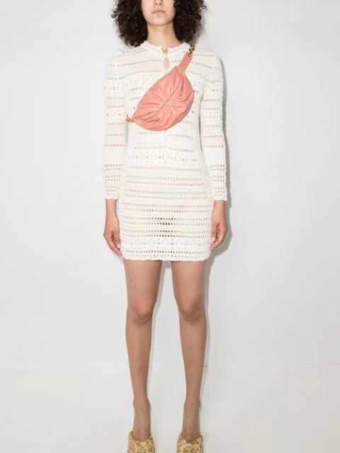 SAINT LAURENT Pointelle-knit Detail Dress In White