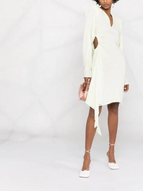OFF-WHITE Cut-out Long-sleeve Dress In Green