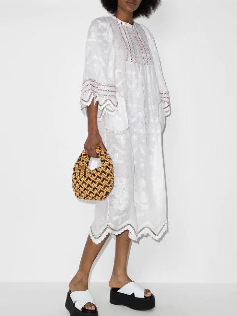 MARNI Crisscross Leather Wedge Platform Sandals In White