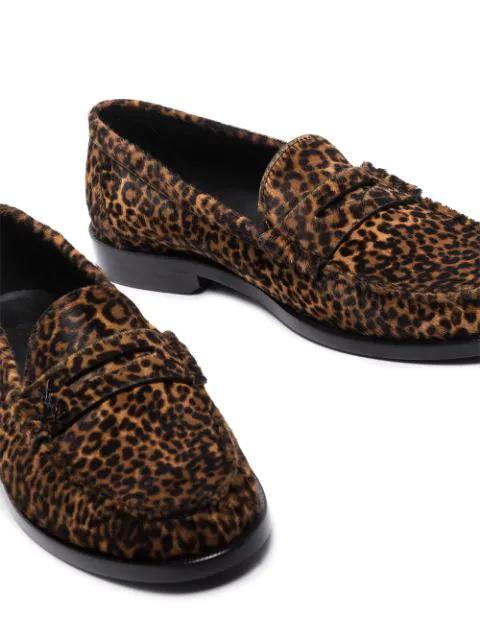 SAINT LAURENT Le Loafer Leopard-print Calf Hair Loafers In Cream