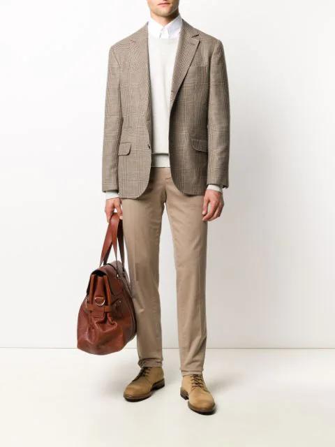 BRUNELLO CUCINELLI Men Basic Fit Twill Shirt With Button-down Collar In White