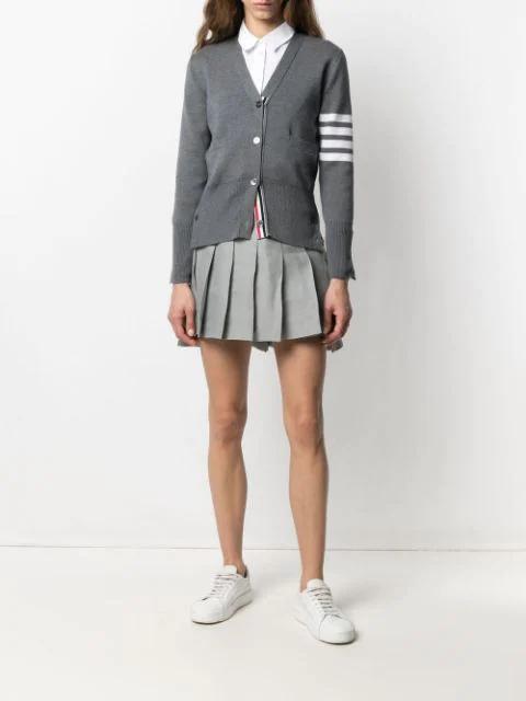 THOM BROWNE 4-bar Wool Melange Cardigan In Grey