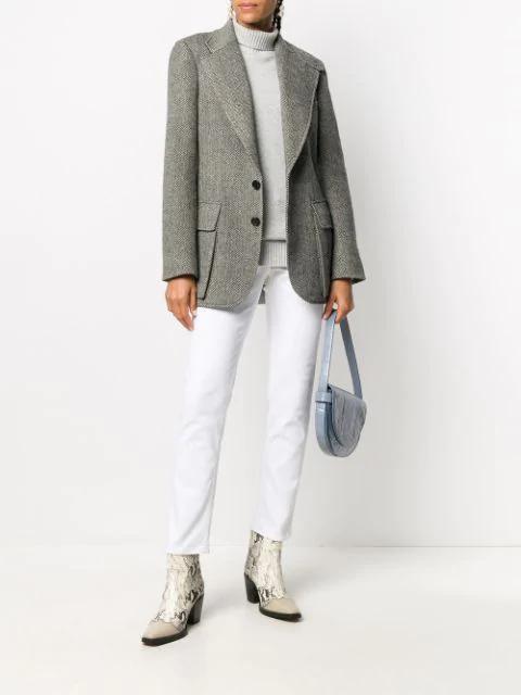 POLO RALPH LAUREN Heritage Tailored Blazer In Black/cream Herringbone