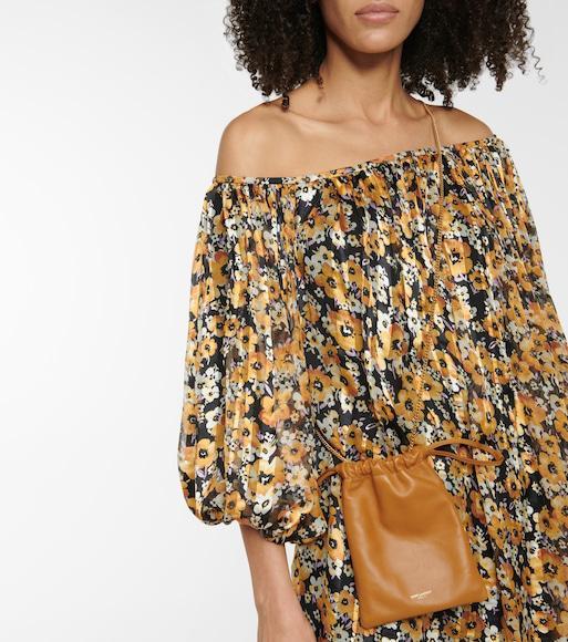 SAINT LAURENT Tribute Woven Leather Flat Sandals In Brown