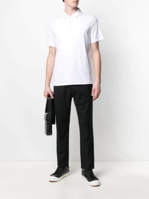 MICHAEL KORS Cotton And Mesh Collar Polo Shirt In White