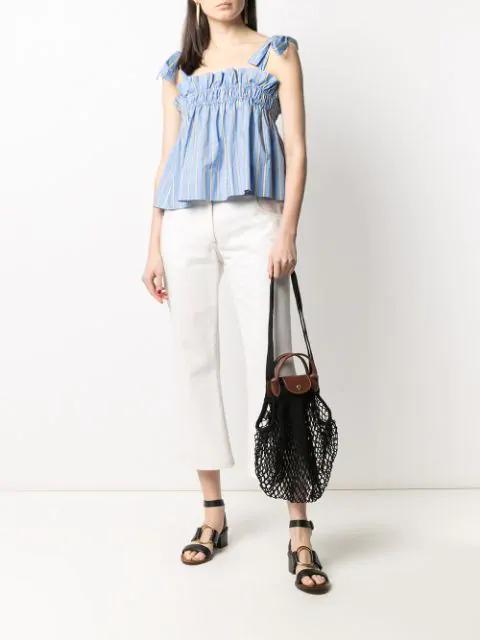 LONGCHAMP Le Pliage Filet Black Handbag With Engraved Logo In Mesh Woman