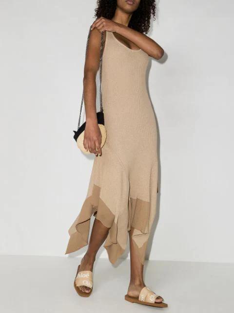 CHLOÉ Woody Embroidery Flat Slides In Gold