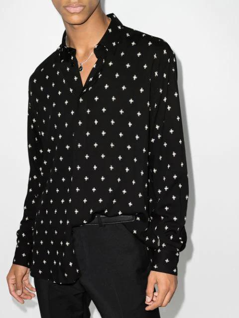 SAINT LAURENT Grained Leather Cassandre Thin Belt With Square Buckle Accessories In Black