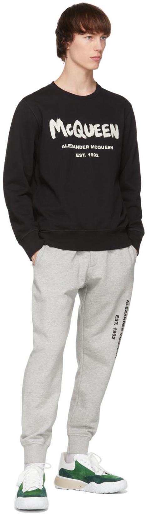 ALEXANDER MCQUEEN Graffiti Logo-print Cotton Sweatshirt In Black Multi