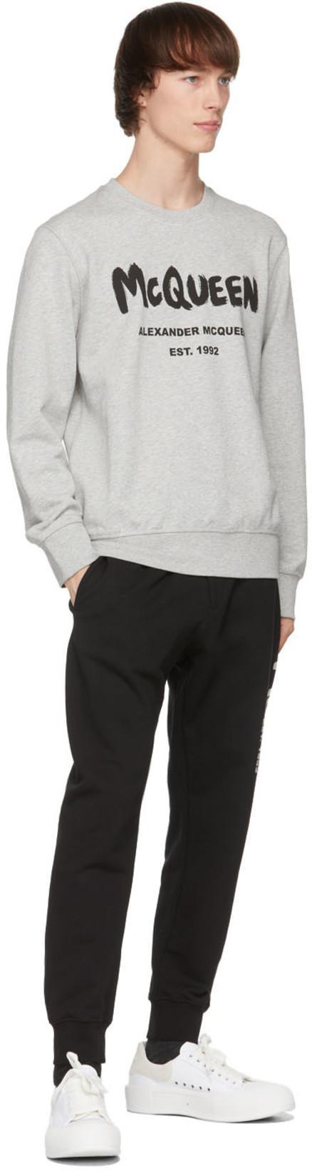 ALEXANDER MCQUEEN Graffiti-print Crew-neck Sweatshirt In Grey