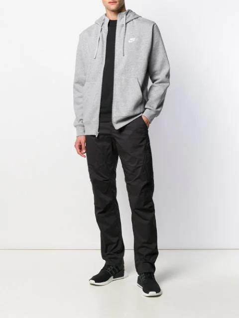 NIKE Sportswear Club Embroidered Logo Solid Color Round Neck Short Sleeve Black