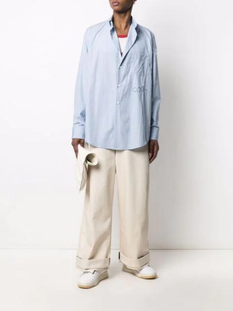 COOL TM Striped Cotton Shirt In Blue