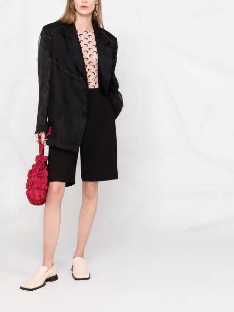 MAISON MARGIELA Sheer-panel Single-breasted Jacket In Black