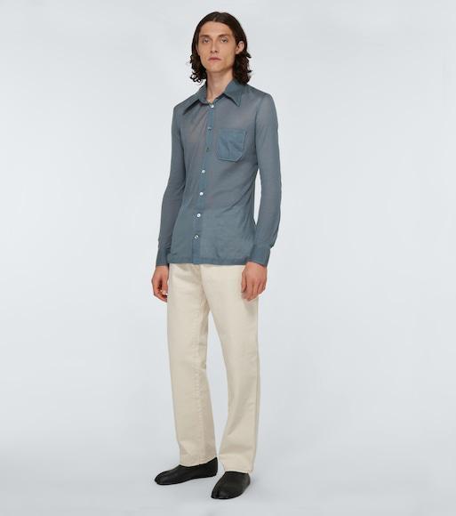 MAISON MARGIELA 10mm Tabi Leather Babouche Shoes In Gray