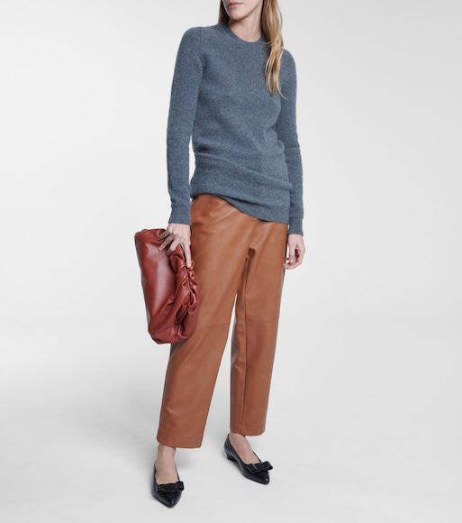 FERRAGAMO Zeri Bow-embellished Leather Point-toe Flats In Black