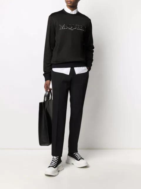 ALEXANDER MCQUEEN Wool Knit Sweater In Black