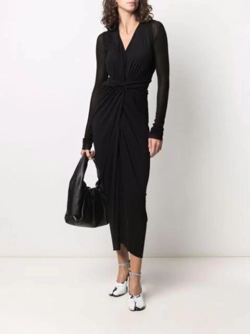 Farfetch's Post | Wearing: Rick Owens Ruched Jersey Midi Dress In Black