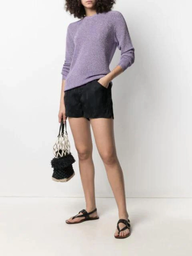 Farfetch's Post | Wearing: Laneus Jacquard Star Elasticated Shorts In Black; Laneus Fine Knit Wool-blend Jumper In Black