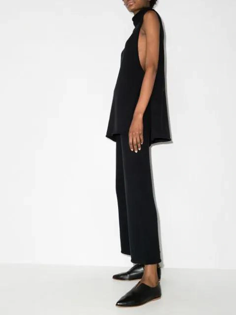 Farfetch's Post | Wearing: St Agni Toyo Sleeveless Knitted Top In Schwarz; St Agni Rem Wide Leg Knitted Trousers In Schwarz; St Agni Romy Pointed Toe Loafers In Black