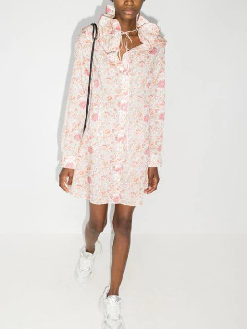 Farfetch's Post | Wearing: Y/project Floral Print Shirt Dress In White; Published By Silver Tone Metal Phone Case In Metallic