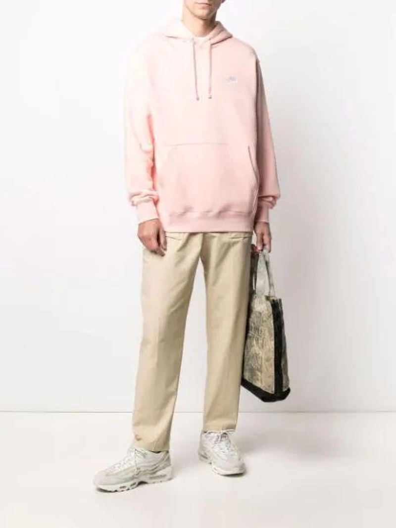 Farfetch's Post | Wearing: Nike Club Cotton Hoodie In Pink; Joseph Classic T-shirt In 0020 White; Stone Island 'burnout' Shopper In Green