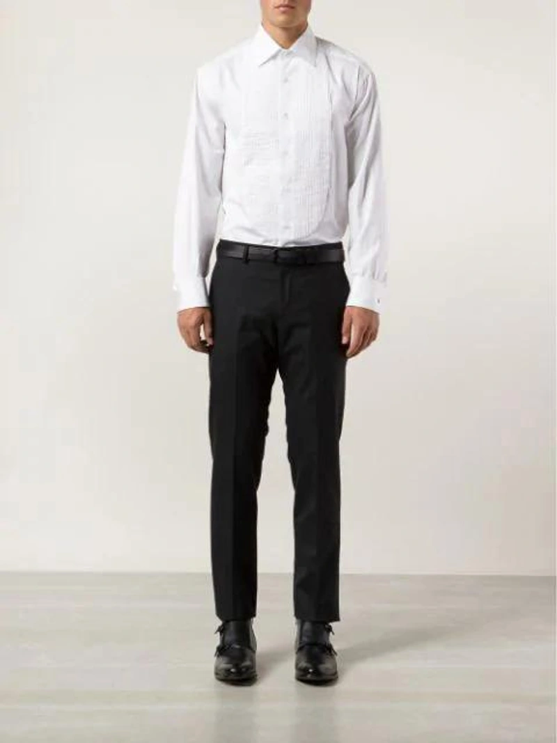 Farfetch's Post | Wearing: Brunello Cucinelli Pleated Bib Shirt In White