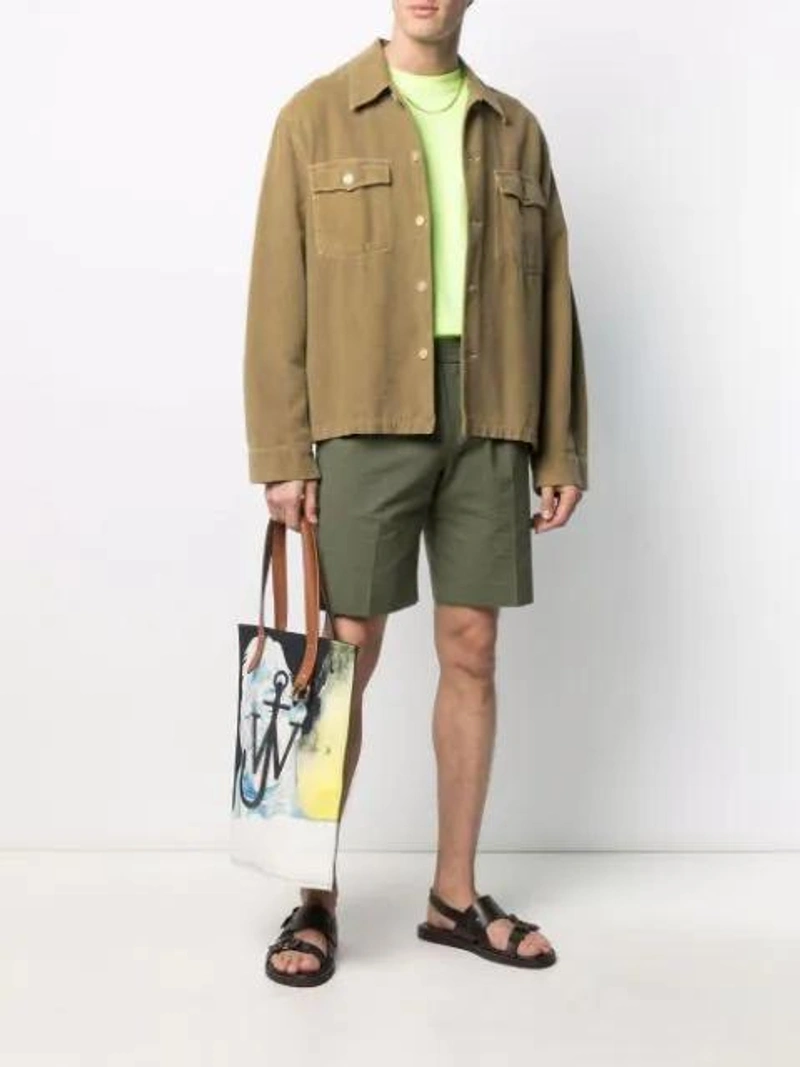 Farfetch's Post | Wearing: Maria Black Marittima Chain Necklace In Yellow Gold; Harmony Paris Cotton Seersucker Shorts In Green; Our Legacy Brushed Cotton Evening Coach Jacket In Green