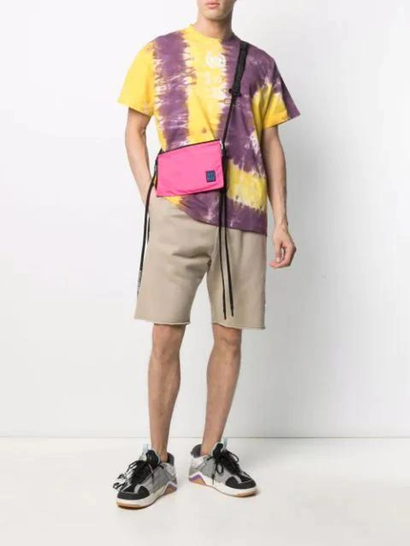 Farfetch's Post | Wearing: Bel-air Athletics Bel Air Athletics T-shirts And Polos Purple; Off-white X Browns 50 Caravaggio Track Shorts In Green; Off-white Logo Patch Shoulder Bag In Pink