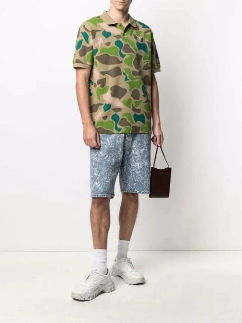 Farfetch's Post | Wearing: Billionaire Boys Club Bilionaire Boy Polo Shirt B21118 In Green; Msgm Denim Shorts With Drawstring; Kenzo Tiger Embroidered Tote Bag In Black