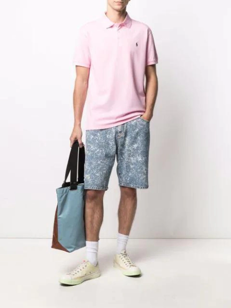 Farfetch's Post | Wearing: Polo Ralph Lauren Embroidered Logo Polo Shirt In Rosa; Msgm Denim Shorts With Drawstring; Marni Two-tone Tote Bag In Brown