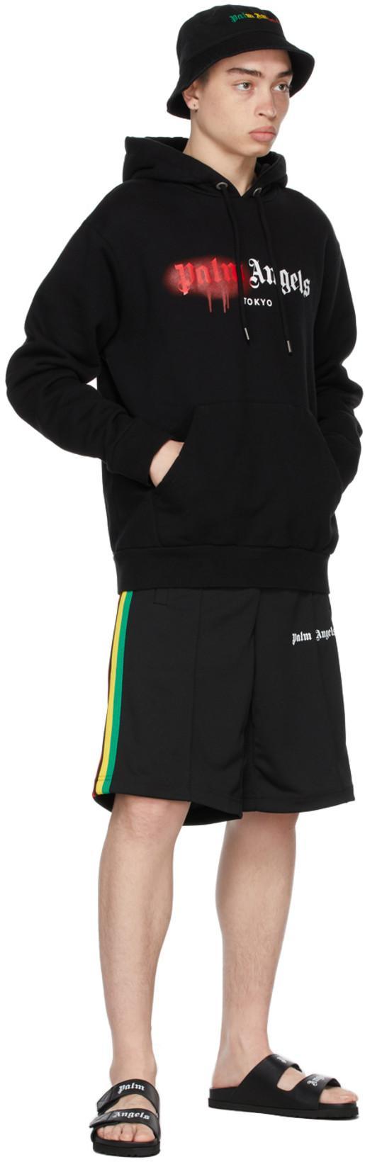 PALM ANGELS Leather Slides With Logo In Black