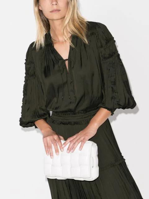 BOTTEGA VENETA Small Padded Cassette Intrecciato Leather Crossbody Bag In White-gold