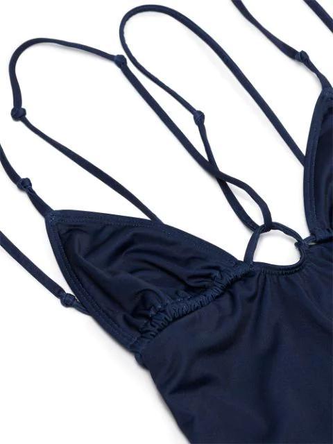 JACQUEMUS Deep V Neckline One Piece Swimsuit In Navy