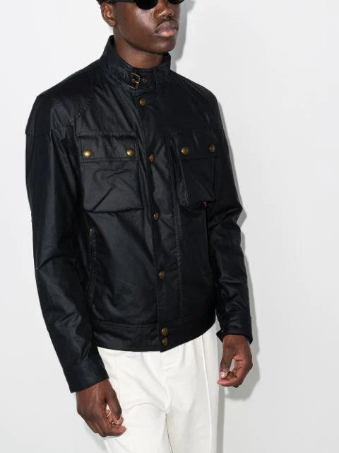 BELSTAFF Racemaster Waxed Cotton Blend Jacket In Navy