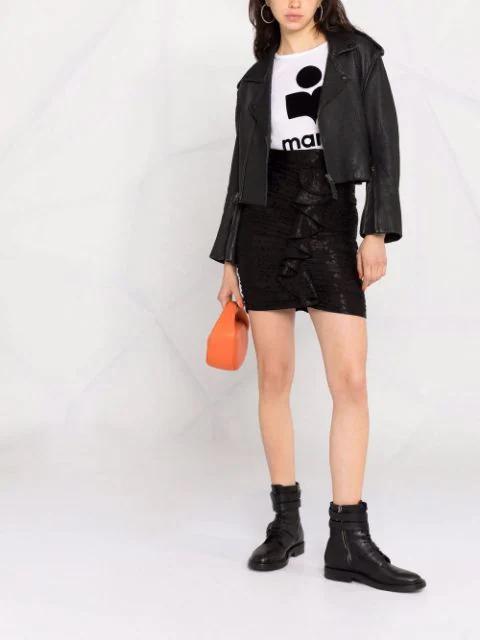 ISABEL MARANT ÉTOILE Isabel Marant Etoile Zewel T Shirt With Flocked Logo In Bianco