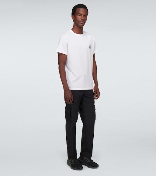 LOEWE Slim-fit Logo-embroidered Cotton-jersey T-shirt In White