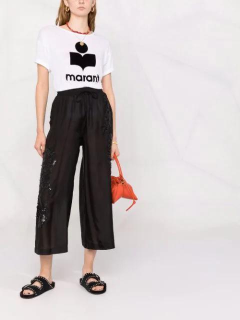 ISABEL MARANT ÉTOILE Isabel Marant Etoile Zewel T Shirt With Flocked Logo In Bianco