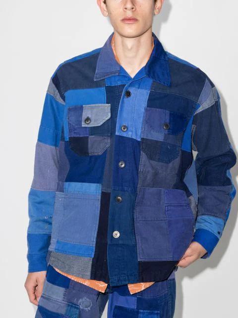 GREG LAUREN Blue French Artist Patchwork Jacket