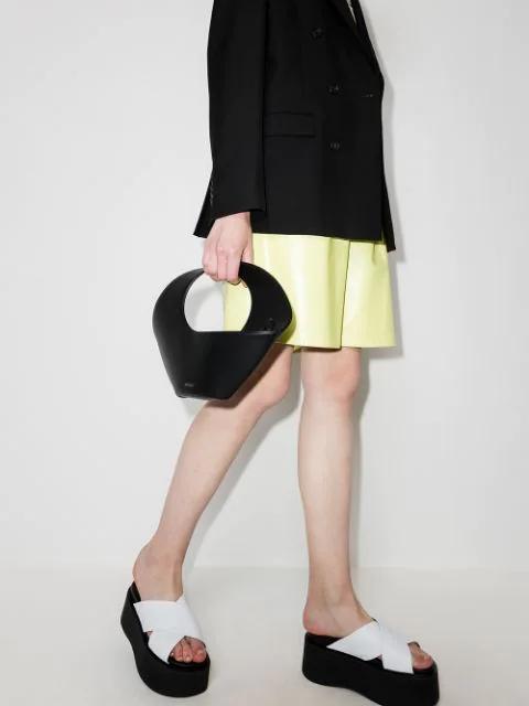 MARNI Crisscross Leather Wedge Platform Sandals In White