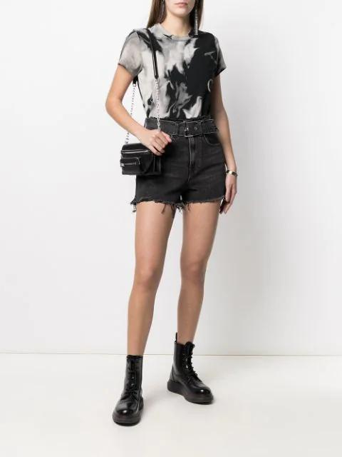 ALEXANDER WANG 'bite' Frayed Cuff Denim Shorts In Grey