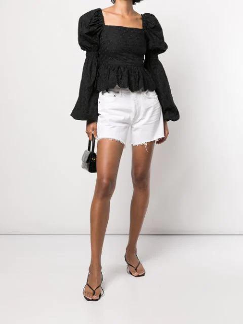 AGOLDE Parker Long Denim Short In Panna Cotta In White