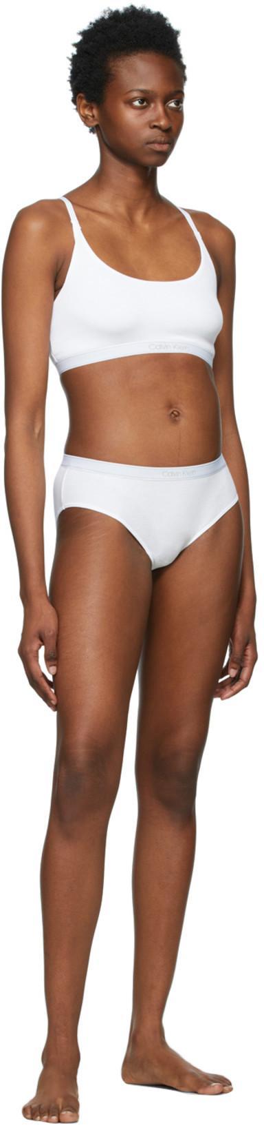 CALVIN KLEIN UNDERWEAR White Ribbed Pure Hipster Briefs In 110 Classic White