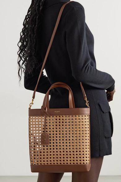 SAINT LAURENT Tribute Woven Leather Flat Sandals In Brown