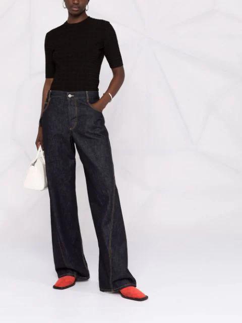 GIVENCHY 4g-motif Knitted Short-sleeve Top In Black