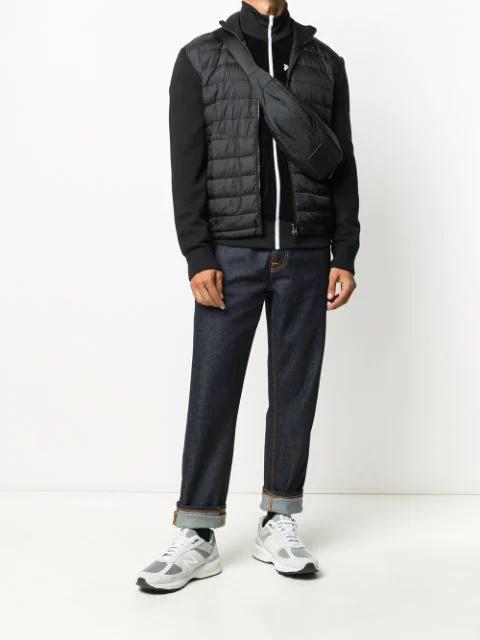 MONCLER Wool Blend Tricot Down Jacket In Navy