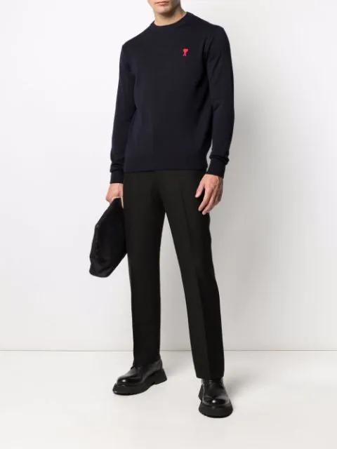 AMI ALEXANDRE MATTIUSSI Pull Col Rond Ami Paris De Coeur In Black