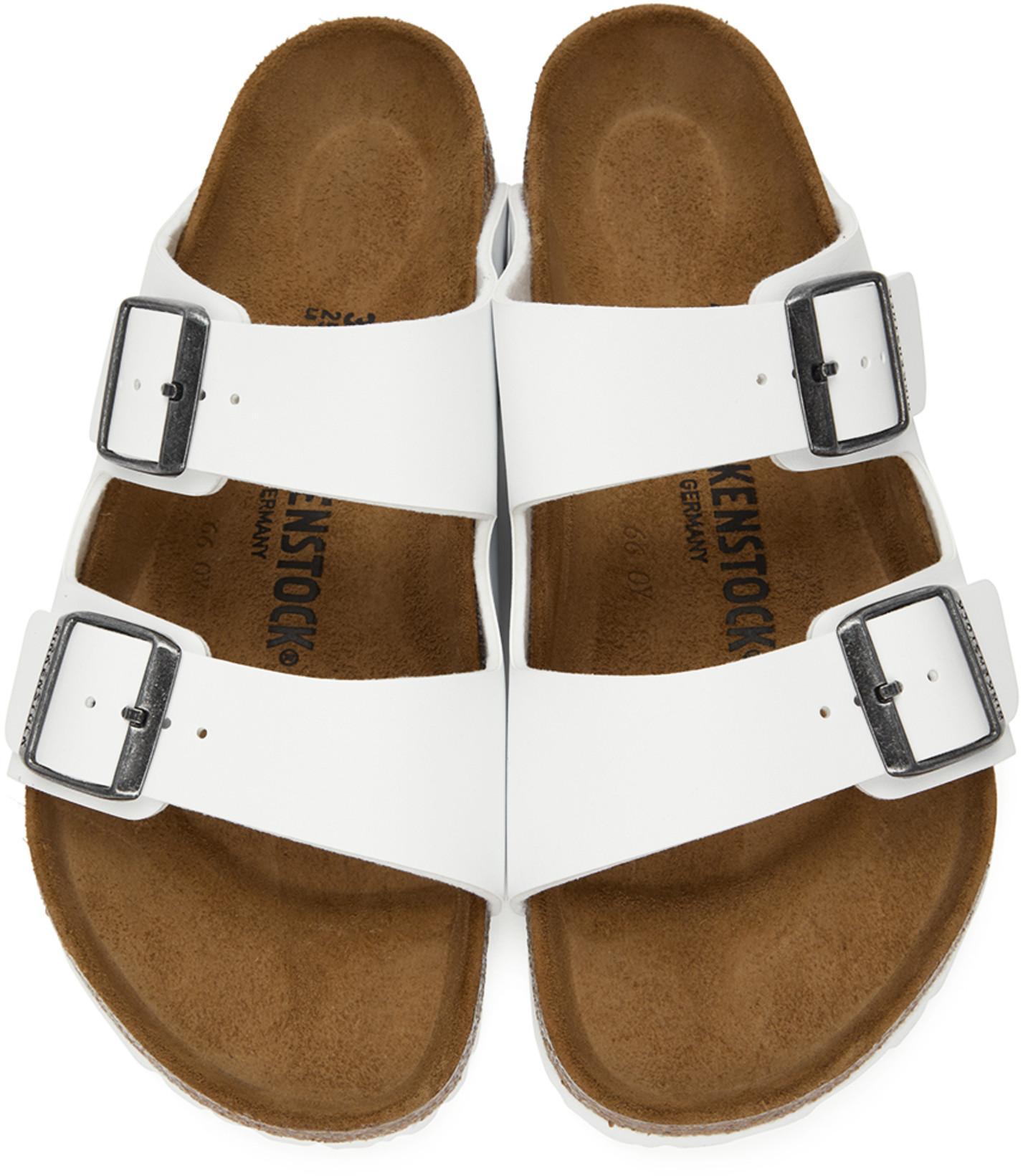 BIRKENSTOCK Womens White Arizona Double-strap Patent-leather Flat Sandal