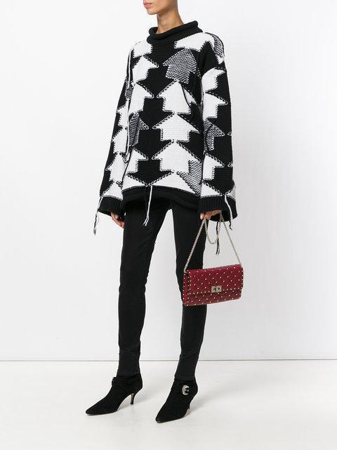 VALENTINO GARAVANI Valentino  Rockstud Spike Chain Bag - Red