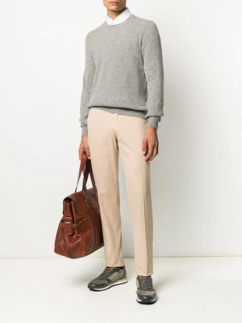 BRUNELLO CUCINELLI Men Basic Fit Twill Shirt With Button-down Collar In White